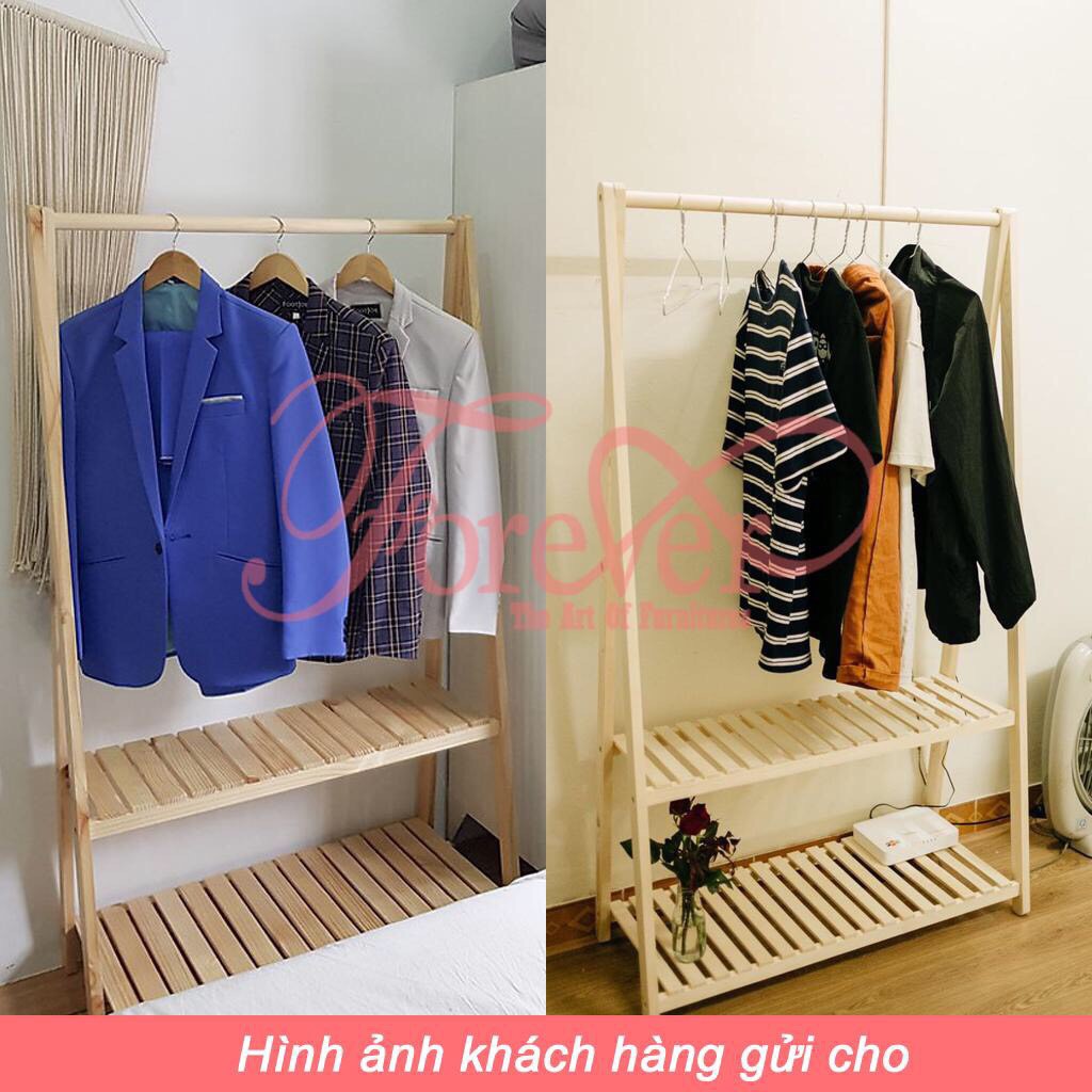 [HÀNG TỰ ĐÓNG TẠI XƯỞNG] Kệ treo quần áo chữ a 2 tầng gỗ thông