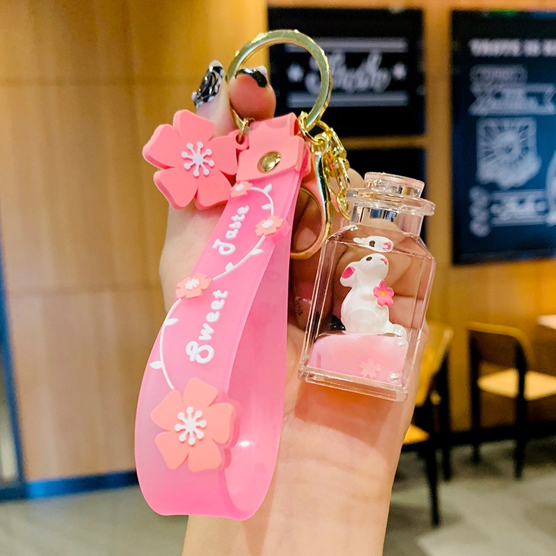 Móc Khóa Kim Tuyến Nước Hình Thỏ Dễ Thương