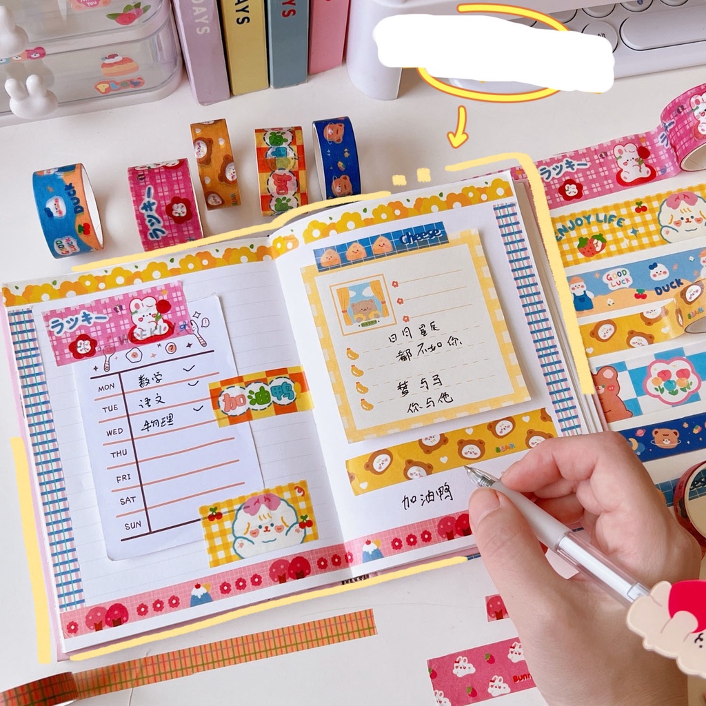 Set 5 Cuộn Băng Keo Washi Tape Nhiều Kích Cỡ