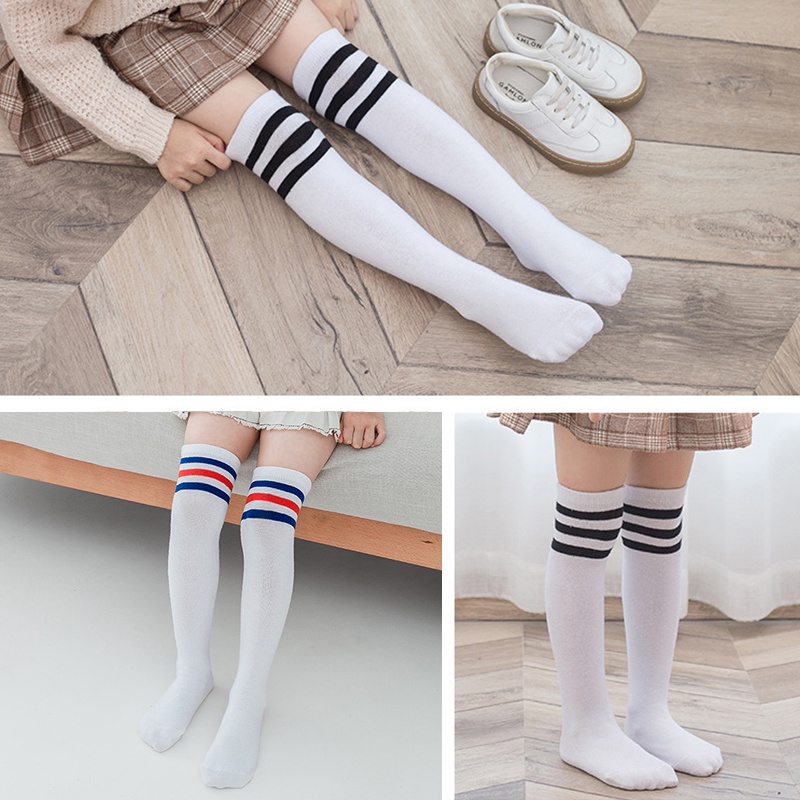 Vớ Cotton Dài Qua Gối Màu Trơn Thoải Mái Cho Bé Gái Từ 1-12 Tuổi