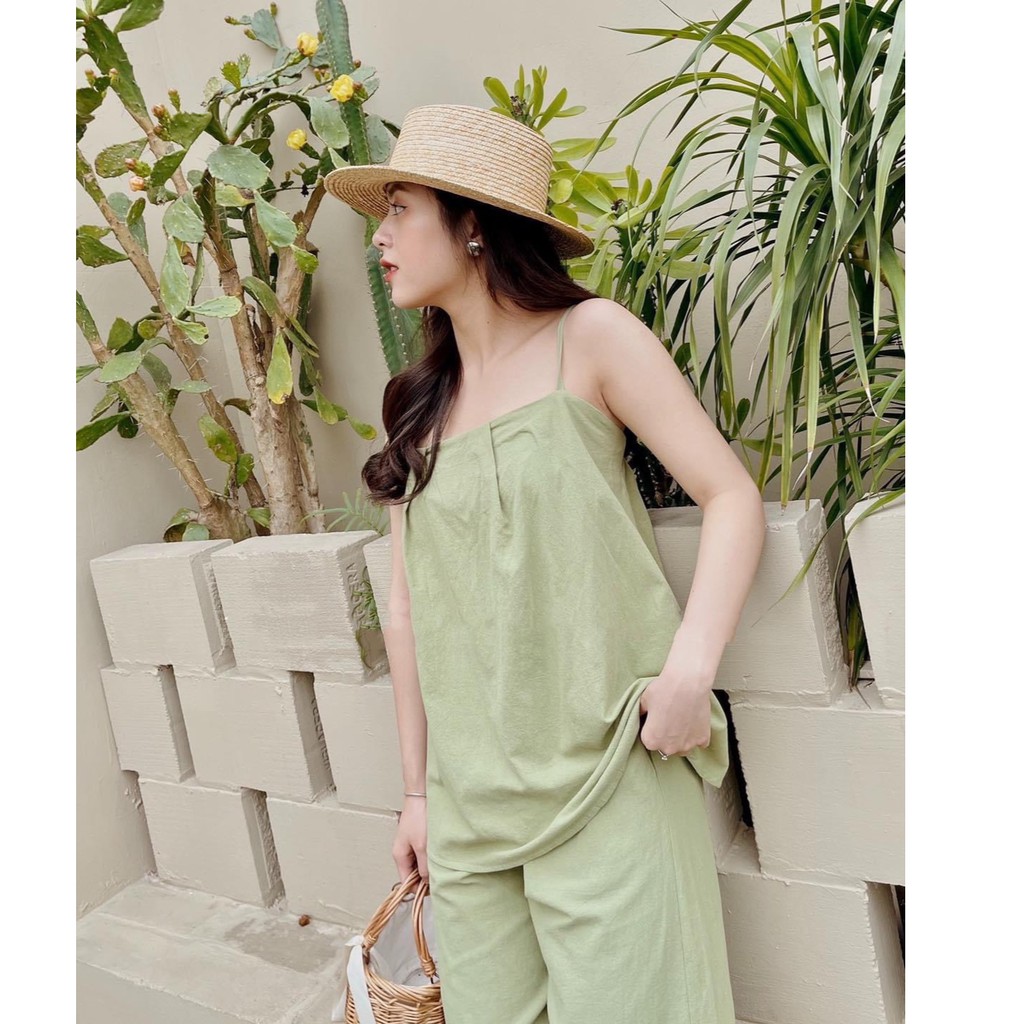 Set đồ nữ cá tính, set quần dài áo hai dây đi chơi sang chảnh mùa hè đẹp 8A00108 | BigBuy360 - bigbuy360.vn