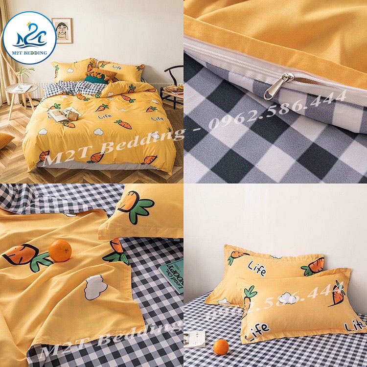 Bộ drap giường Cotton Poly M2T bedding Đáng yêu, drap ga giường, vỏ ga và 2 vỏ gối