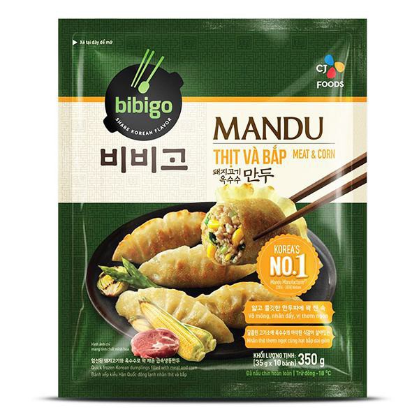 Bánh Xếp Mandu Hàn Quốc Nhân Thịt / Nhân Thịt và bắp / Nhân Hải sản (350g - 10 cái)