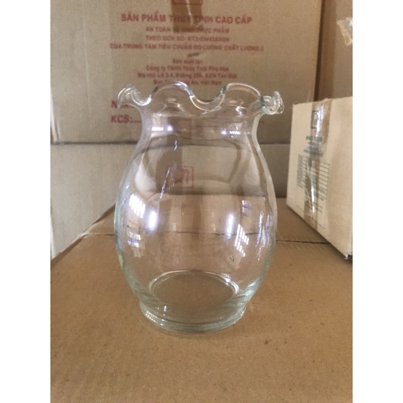 Bình lọ hoa thuy tinh miệng bèo size nhỏ 12cm