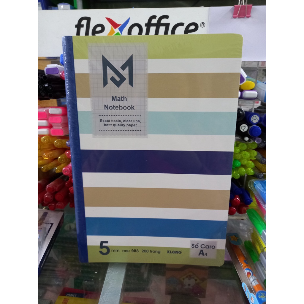 Vở Klong Caro Khổ A4 Math Notebook 200 Trang 988, Sổ Ghi Chép Dán Gáy, Dành Cho Học Sinh, Sinh Viên