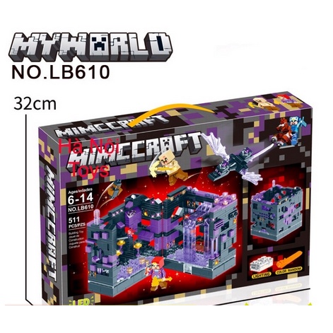 Xếp Hình Lego Minecraft LB610 - Thành Phố Bóng Tối Rồng Ender Có Đèn Led 511 Mảnh Ghép