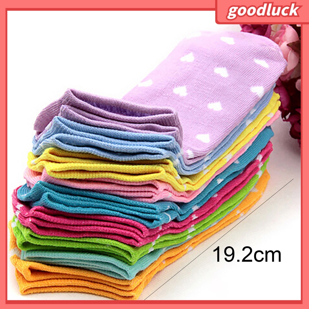 Set 5 Đôi Tất Cotton Ngắn Hoạ Tiết Trái Tim Xinh Xắn Cho Nữ
