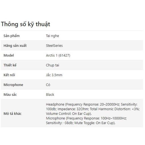 Tai nghe SteelSeries - Arctis 1 (61427) (HÀNG THANH LÝ - MỚI 60%) | BigBuy360 - bigbuy360.vn