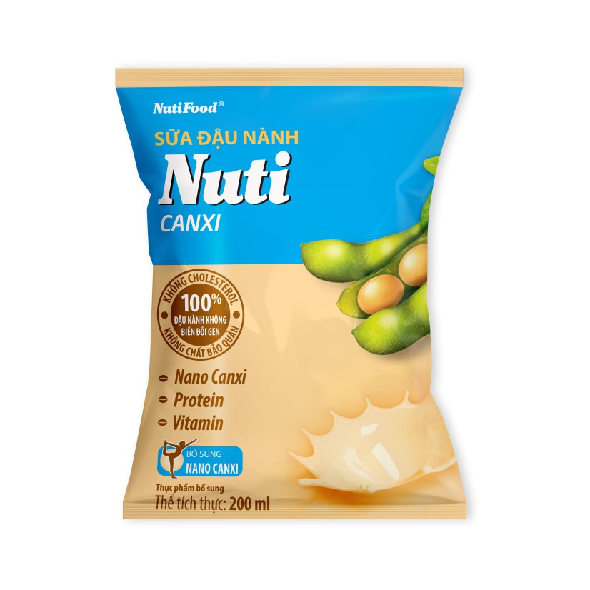 Thùng 36 Bịch Sữa đậu nành Nuti Canxi Bịch 200ml TU.NSDNX01CRN - Thương Hiệu NUTIFOOD -THIVI