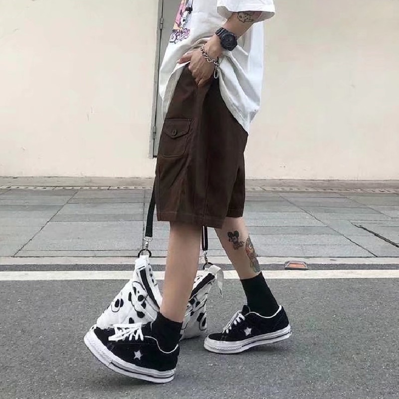 【M-3XL】Quần Short Kaki Ống Rộng Có Túi Phong Cách Hip Hop Thời Trang Mùa Hè Cho Nam Cỡ Lớn M-3XL