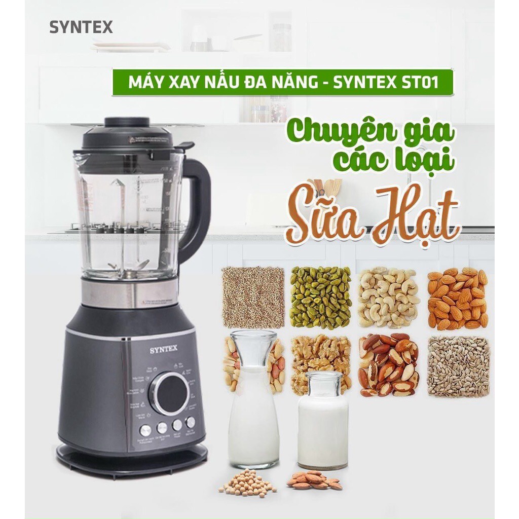 (Chính hãng BH 24 th) Máy Xay Nấu Đa Năng Syntex ST01 Siêu Bền Có Thể Nấu Cháo, Say Sinh Tố Làm Sữa Hạt, Xay Đồ Khô.