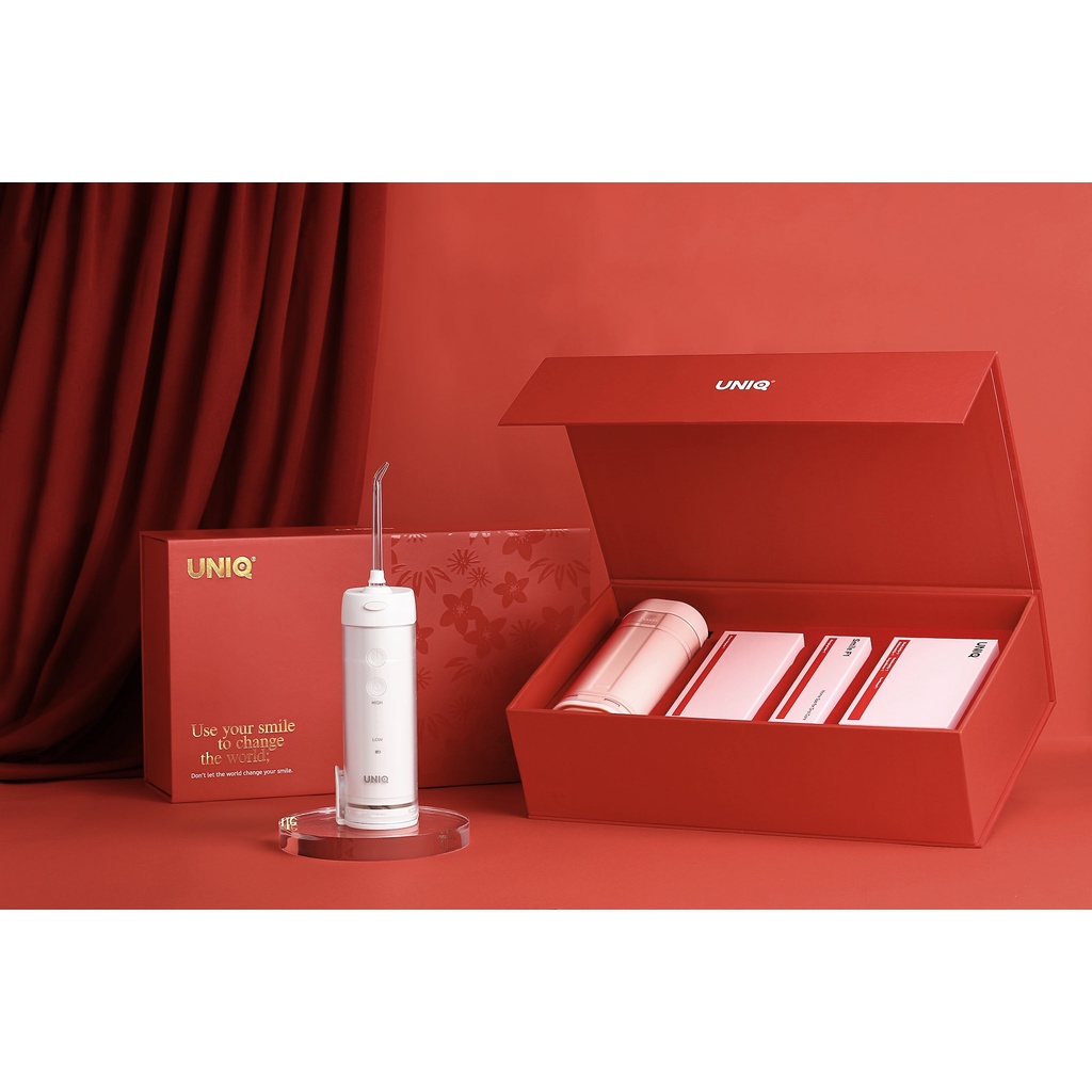 Máy Tăm Nước Cầm Tay UNIQ Smile F1 Mini Siêu Nhỏ Động Cơ Nhật Bản Cao Cấp Vệ Sinh Răng Miệng Xịt Rửa Làm Sạch Kẽ Niềng