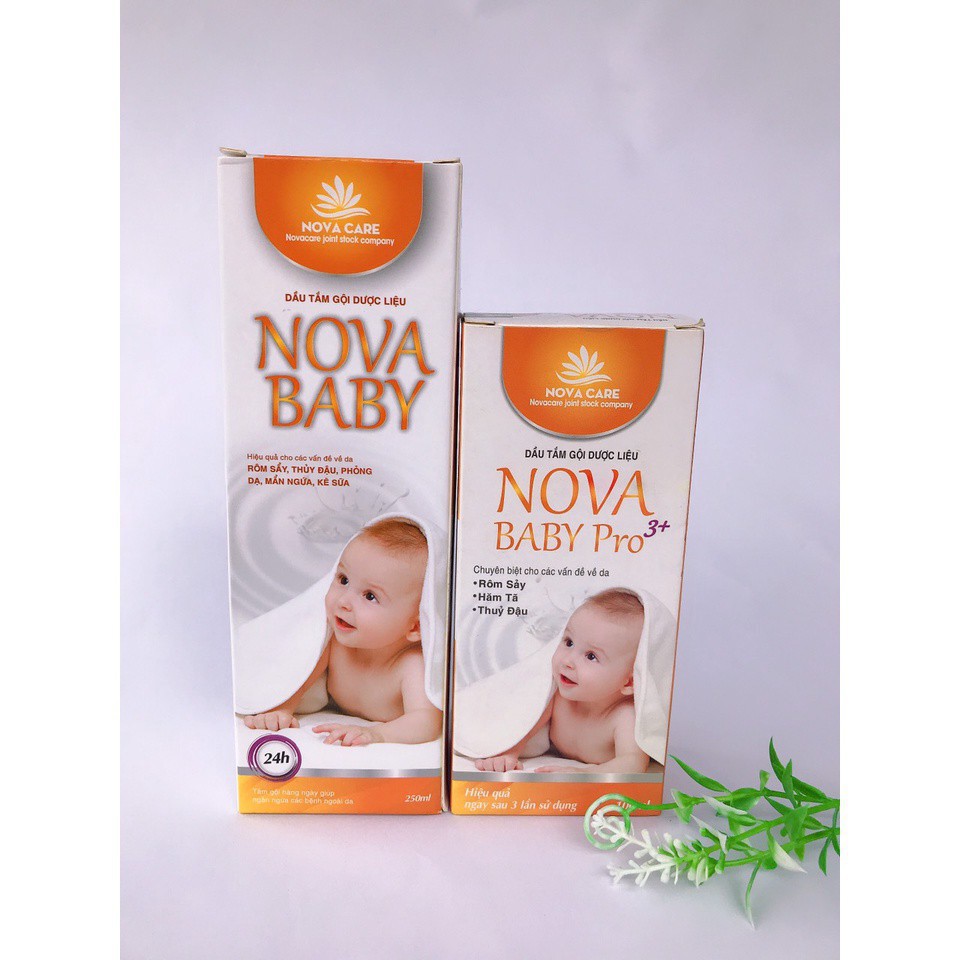 Dầu tắm gội dược liệu Nova Baby – Ngừa rôm sảy, mẩn ngứa, hăm tã, thuỷ đậu cho trẻ, hương thơm dược liệu nhẹ nhàng.