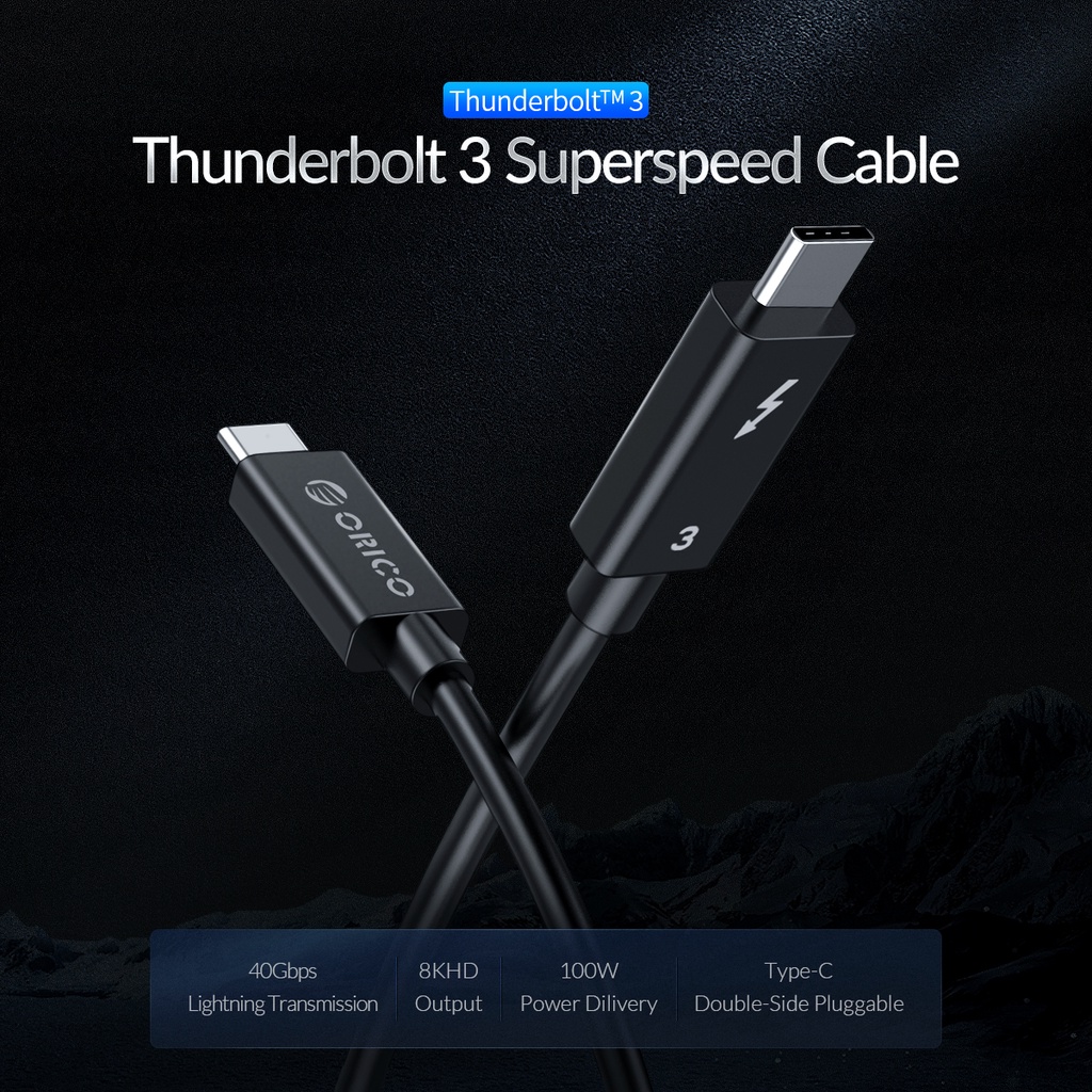 Cáp Thunderbolt 3 chiều dài 0.7M ORICO TBL07- Hàng Chính Hãng