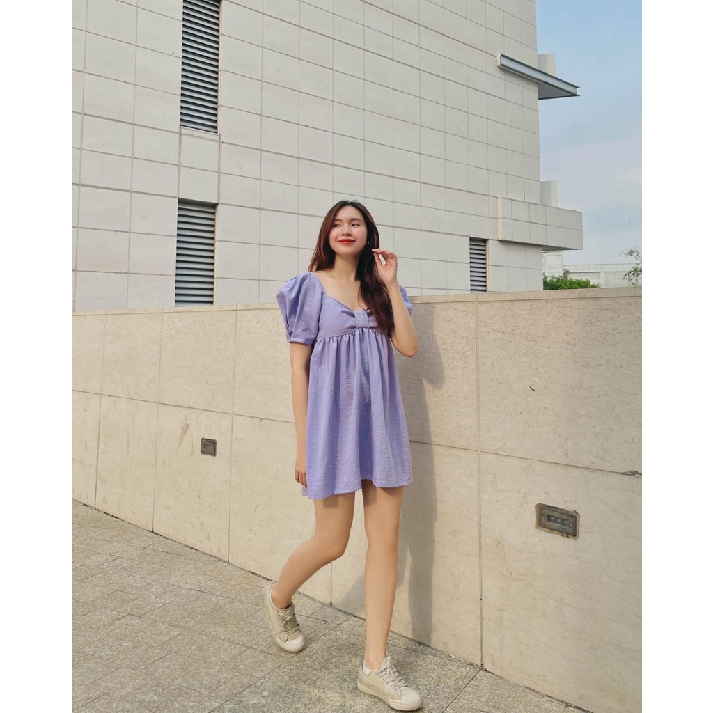 Đầm Tiểu Thư Dự Tiệc Tay Phồng Màu Tím - Tt 98