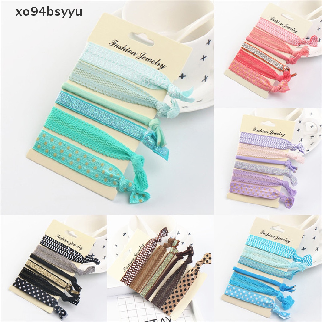 Set 6 Dây Thun Cột Tóc / Vòng Tay / Dây Cột Tóc Đuôi Ngựa Xo94Bsyu