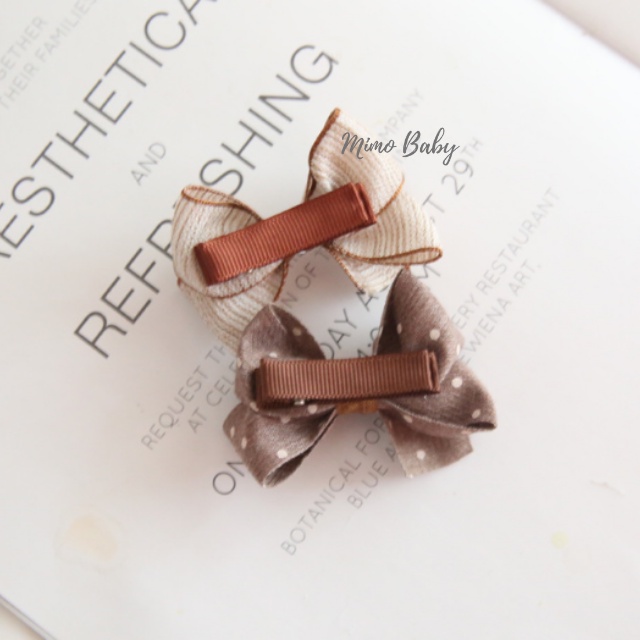 Set 5 kẹp tóc nơ bọc vải phong cách hàn quốc xinh xắn cho bé gái KT27 Mimo Baby