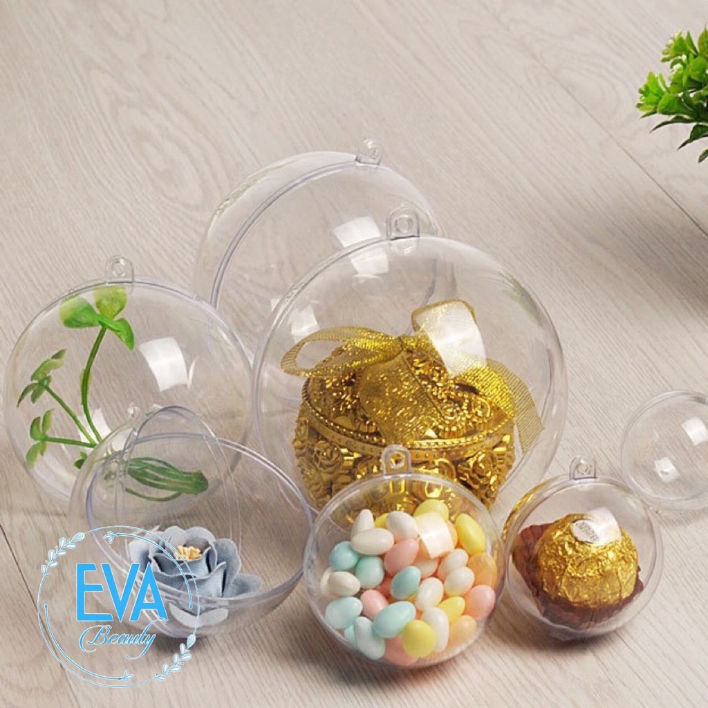 Quả Bóng tròn Nhựa Trang Trí Trong Suốt Đường Kính 9 Cm