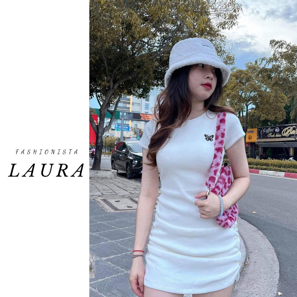 Đầm Body Thêu Bướm Ngực Laura Boutique - Váy body thêu bướm xinh xẻo cực quyến rũ