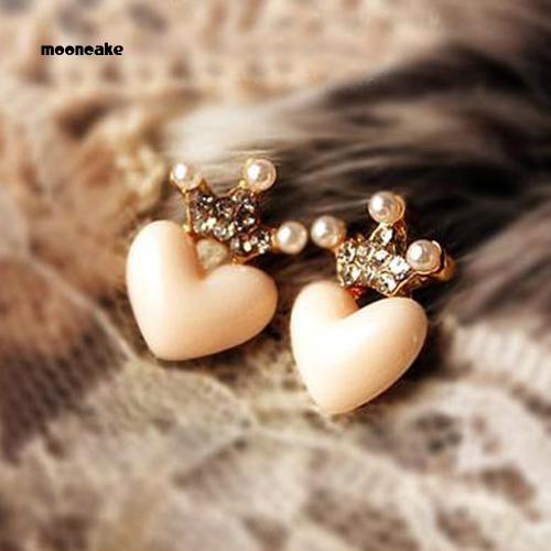 Đôi khuyên tai đính đá tạo hình vương miện thời trang cho nữ