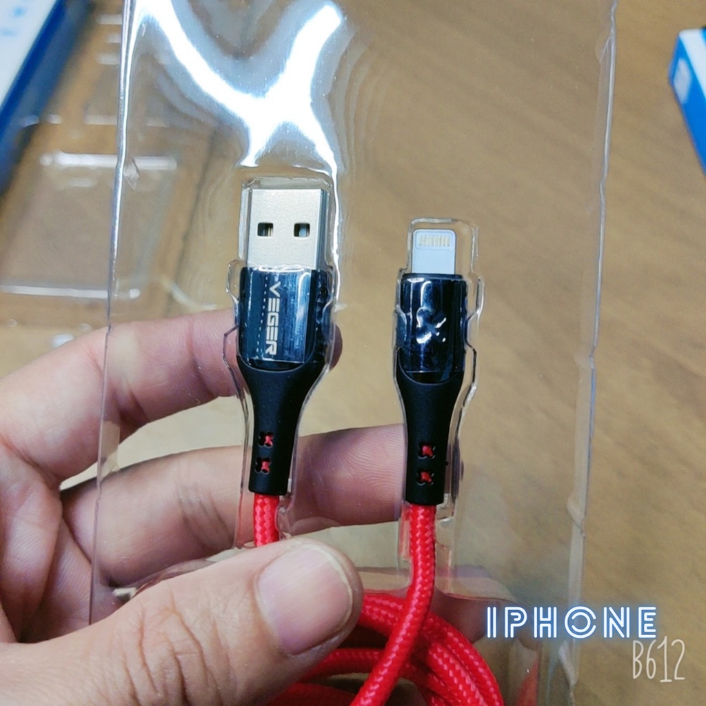 Dây sạc tự ngắt VEGER VP666L Cáp sạc nhanh IP bọc dù chống rối siêu bền sạc nhanh 2.4A bảo hành 12 tháng HOVILO