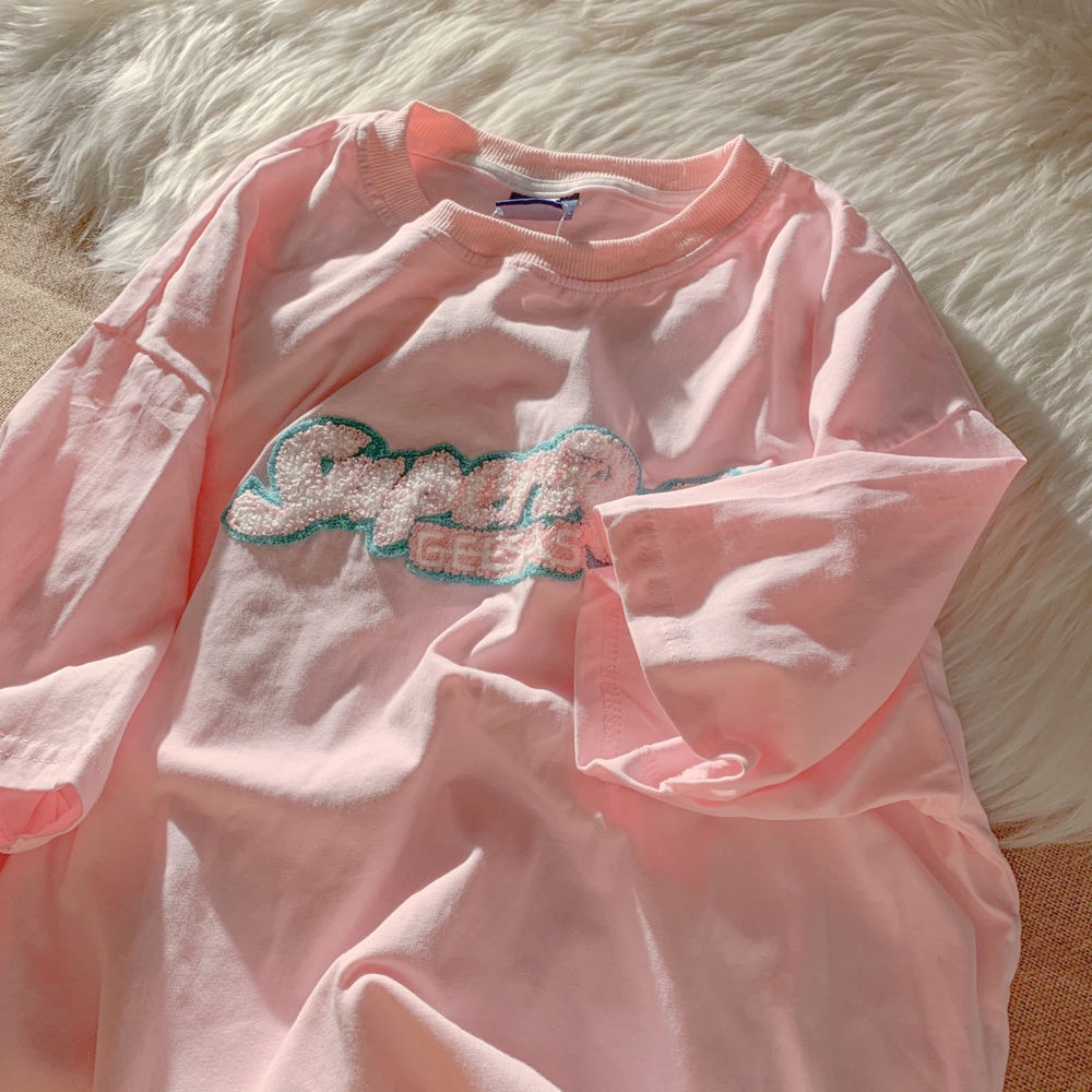 Áo Thun Tay Ngắn Thêu Họa Tiết 100% Cotton 2021 Thời Trang Mùa Hè Cho Cặp Đôi