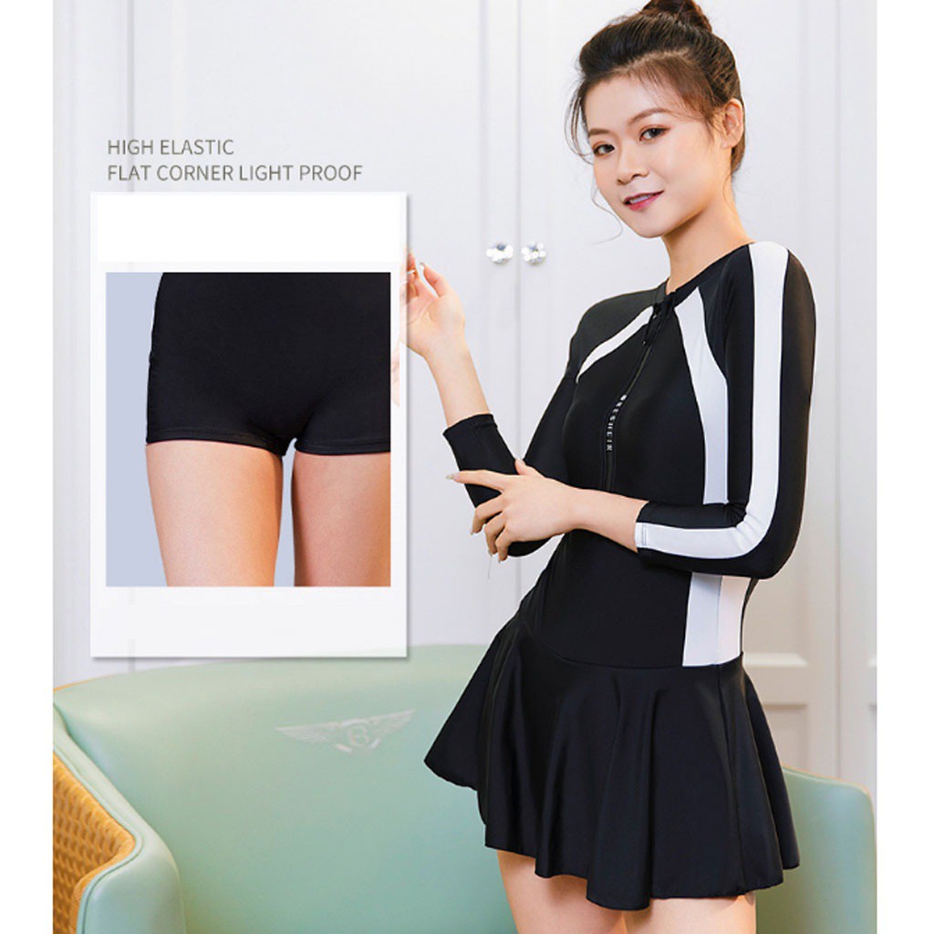 Đồ bơi nữ, đồ bơi dài tay dáng váy duyên dáng BKI-029 | BigBuy360 - bigbuy360.vn