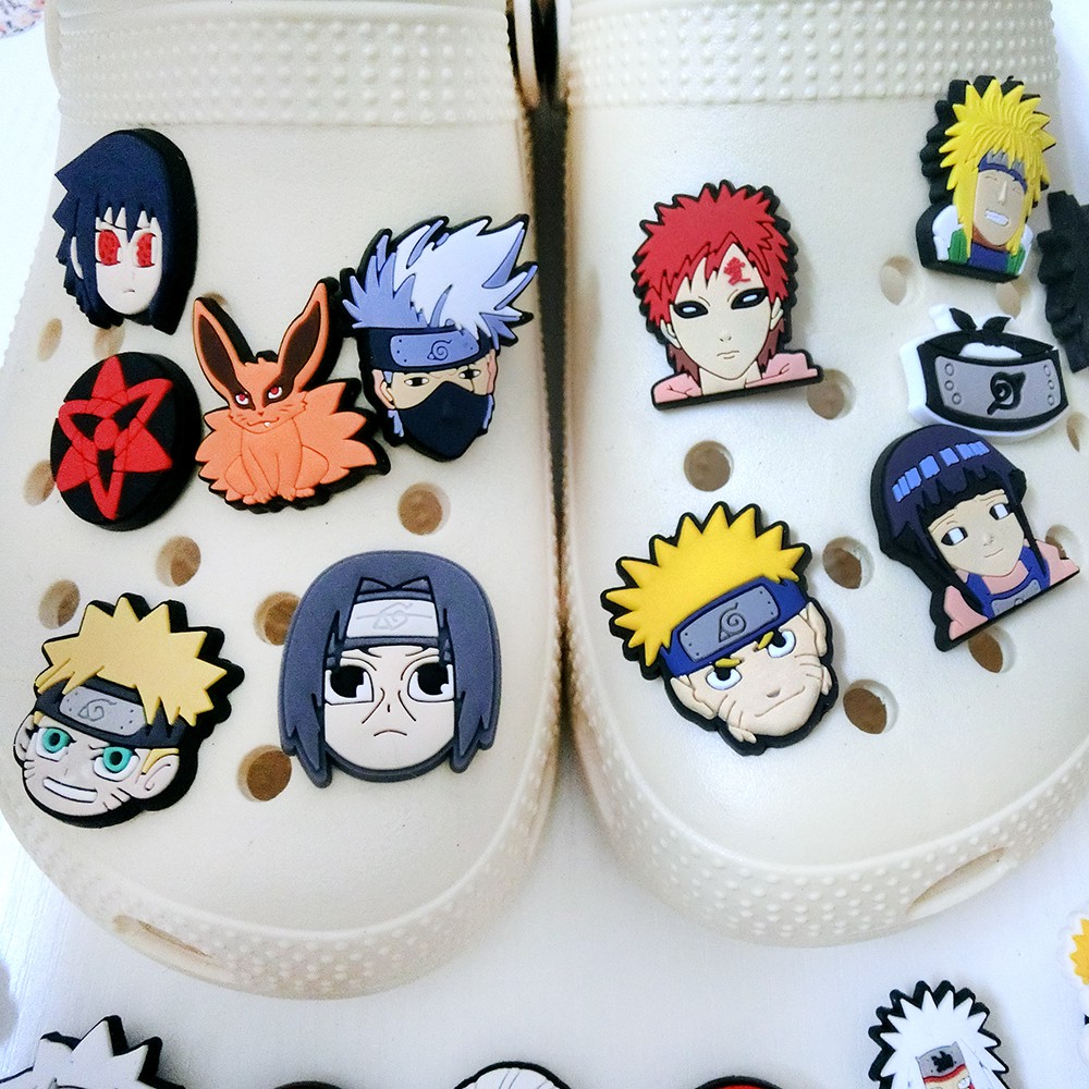 Ghim cài trang trí giày đục lỗ bằng PVC cotton hình anime Naruto ngẫu nhiên đáng yêu
