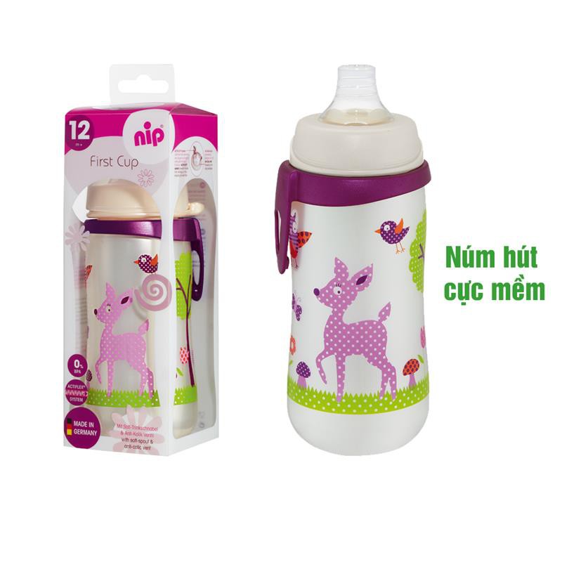 Bình uống nước Nip núm mềm chống đổ 330ml