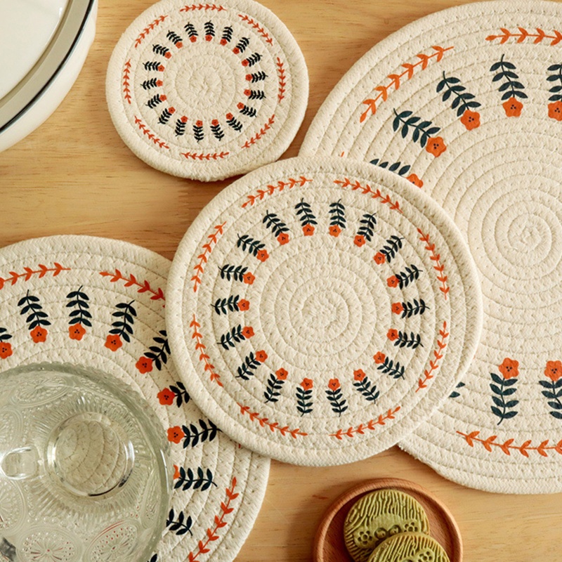✿ Miếng Lót Ly Bằng Vải Bện Handmade Cách Nhiệt Đơn Giản Thanh Lịch