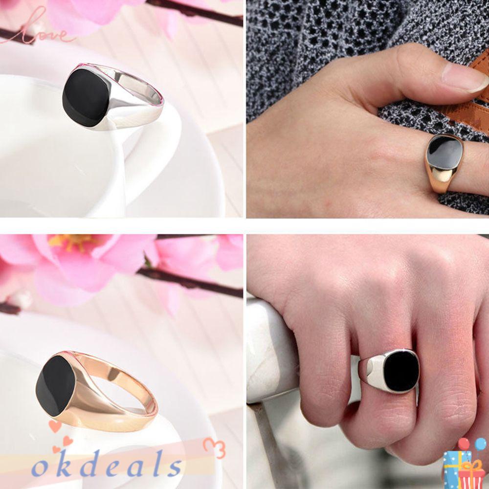 Nhẫn Nam Size 8-12 OKDEALS Hot|Màu Sắc Rắn Đánh Bóng Cổ Điển