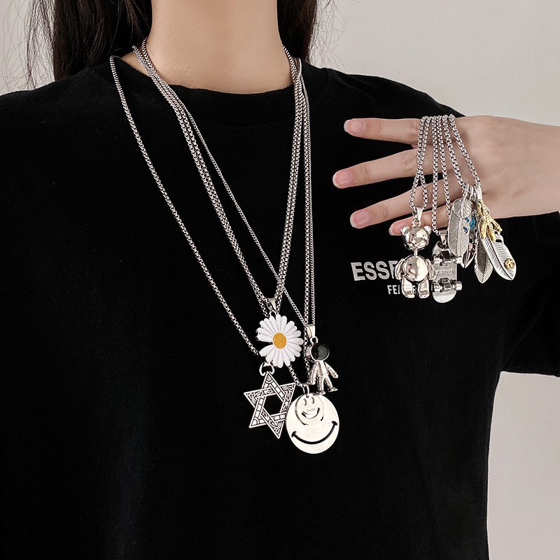 Vòng cổ Nhiều Lớp Mặt Thánh Giá Phong Cách Harajuku Cho Nam Và Nữ