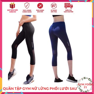 quần tập gym nữ lửng phối lưới sau cho bạn thoải mái vận động, đồ thể thao nữ siêu hot-CR015