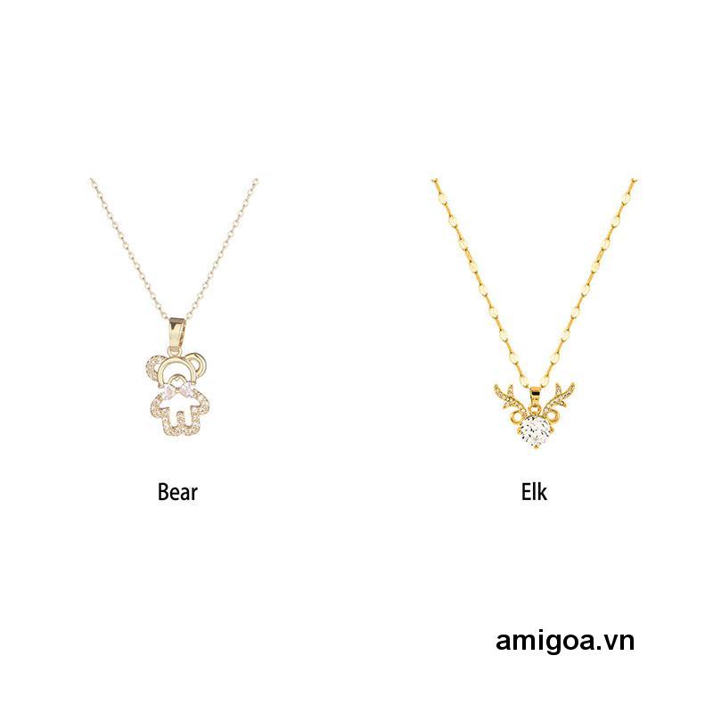✨✨Vòng cổ mặt hình gấu đính đá zircon dễ thương