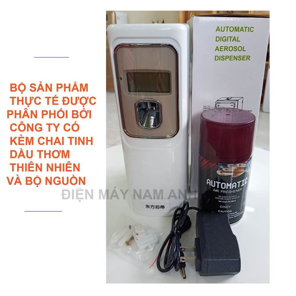 Máy xịt nước hoa tự động, phiên bản cao cấp dùng điện và pin, màn hình LCD, kèm chai tinh dầu thơm thiên nhiên