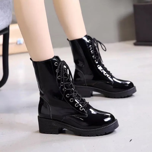 Giày cao cổ nữ boot nữ da lì da bóng hàng ord QC | BigBuy360 - bigbuy360.vn