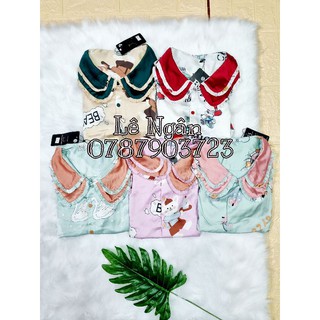 Bộ đùi tiểu thư Bộ pijama đùi Bộ pijama cổ bèo