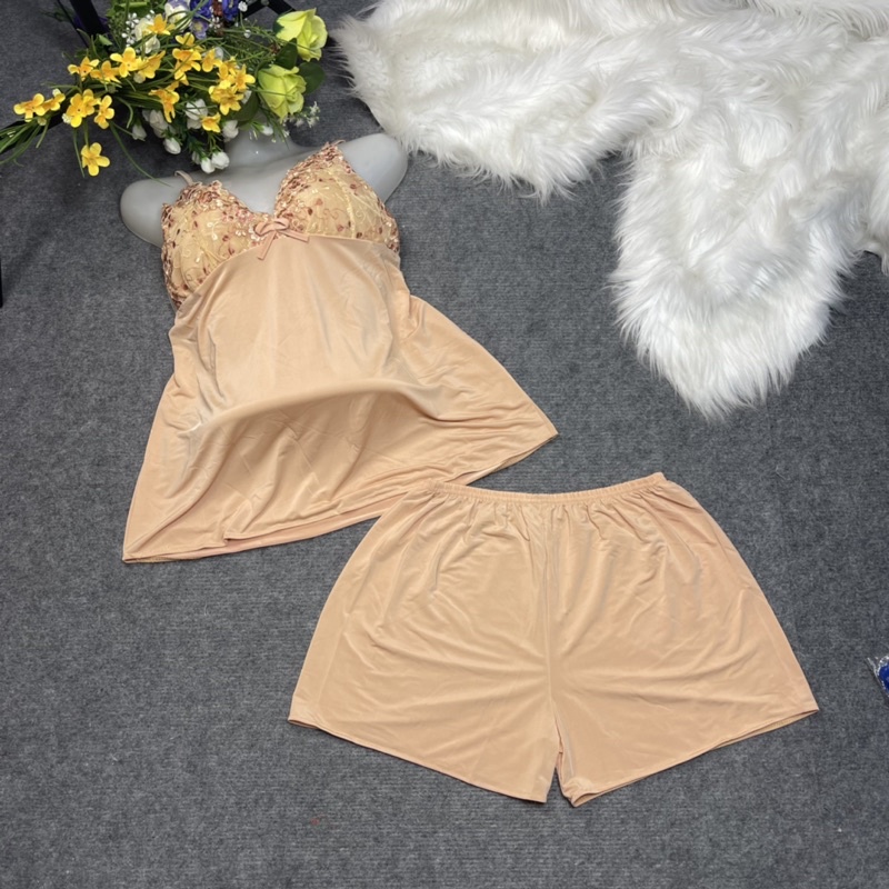 Bộ đùi thun lạnh ren ngực, phom dưới 60kg