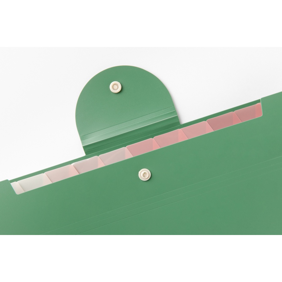 Túi Đựng Tài Liệu ARTBOX Hàn Quốc Màu Xanh Lá Cây 12 Ngăn Có Nút Cài