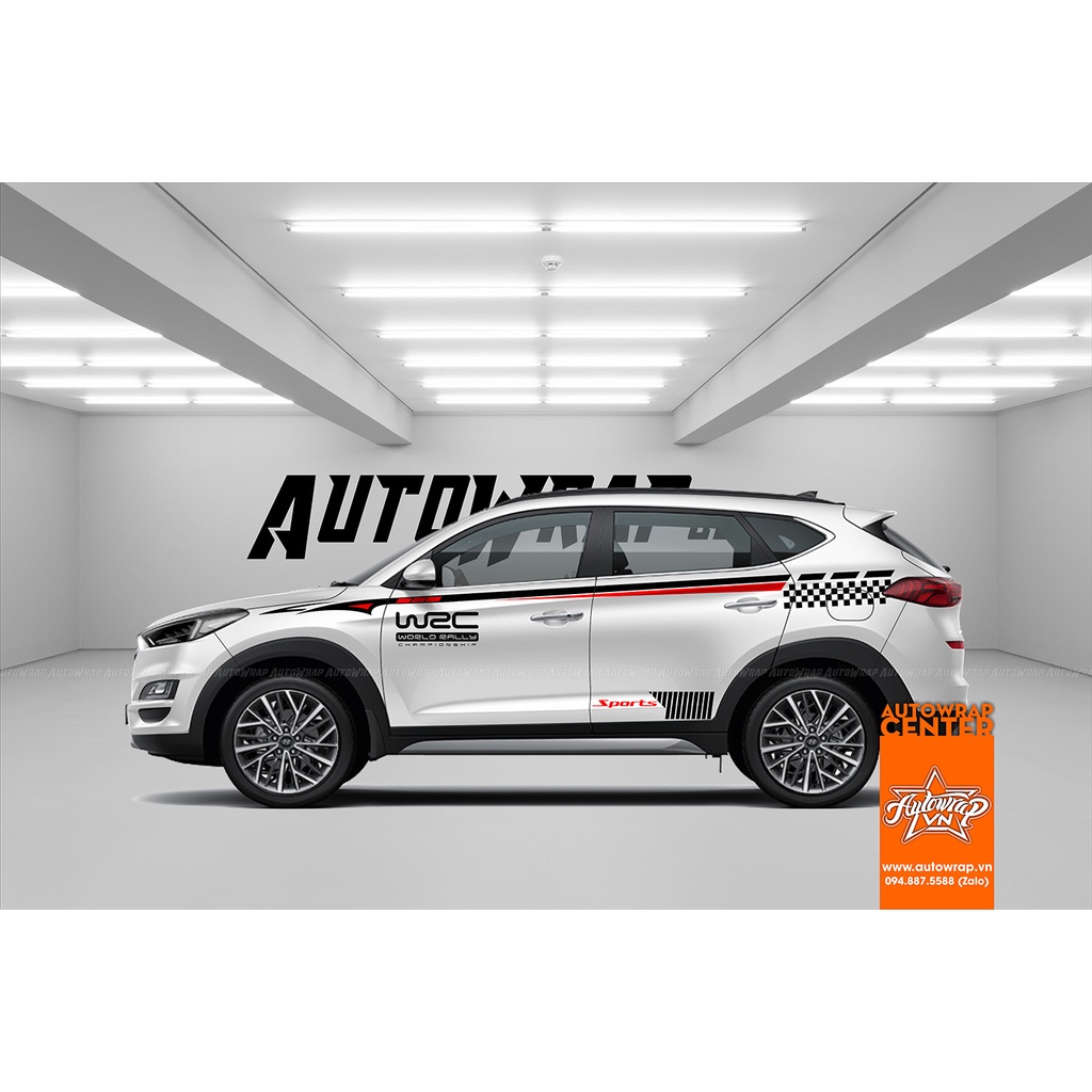 Tem họa tiết xe Tucson WSC - Tem họa tiết ô tô Hyundai, tem dán sườn xe thể thao