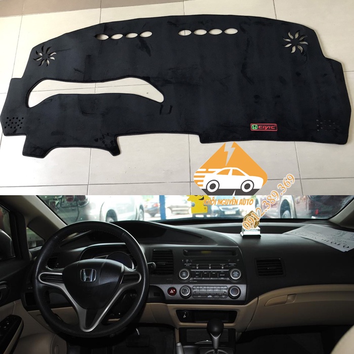 Honda CIVIC 2008, 2009, 2010, 2011 Tấm Che Nắng Taplo Chống Trượt 3 Lớp CHẤT LIỆU NHUNG MỊN Loại 1