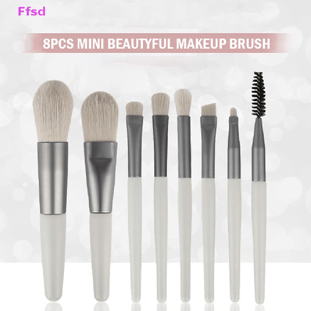 {Ffsd} Bộ 8 Cọ Trang Điểm Di Động Với Túi Đựng Cọ Trang Điểm / Phấn Má Hồng / Mắt Bán Chạy