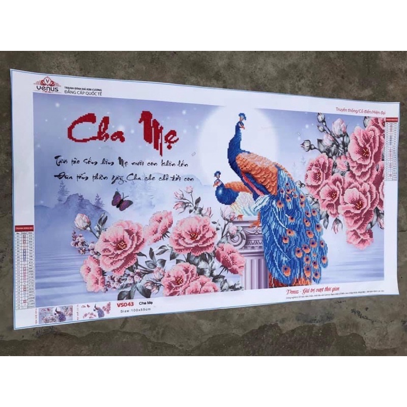 Tranh đính đá Cha Mẹ - chưa đính đá