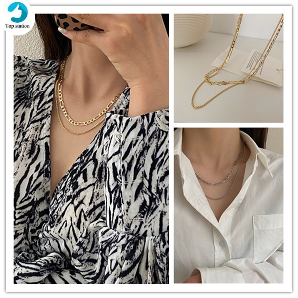 Vòng Cổ Hợp Kim Nhiều Lớp Phong Cách Retro Cổ Điển Cho Nữ