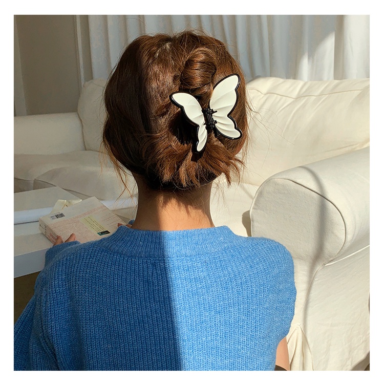 Kẹp tóc càng cua Acrylic hình bướm phong cách Hàn Quốc cho nữ YOS