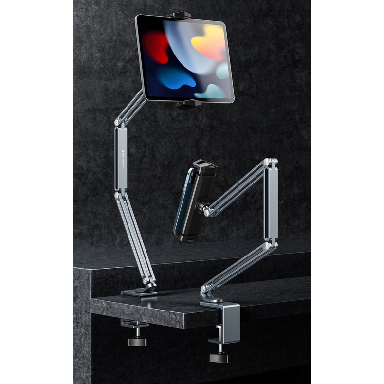 Arm nâng, tay nâng máy tính bảng kẹp cố định vào bàn P60, P67 kiêm giá đỡ kẹp giữ iPad, iPhone, Kindle để đầu giường
