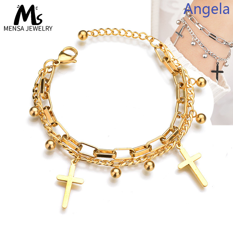 Korea Creative New Double Cross Gold Plated Jewelry Fashion Couple Bracelet
