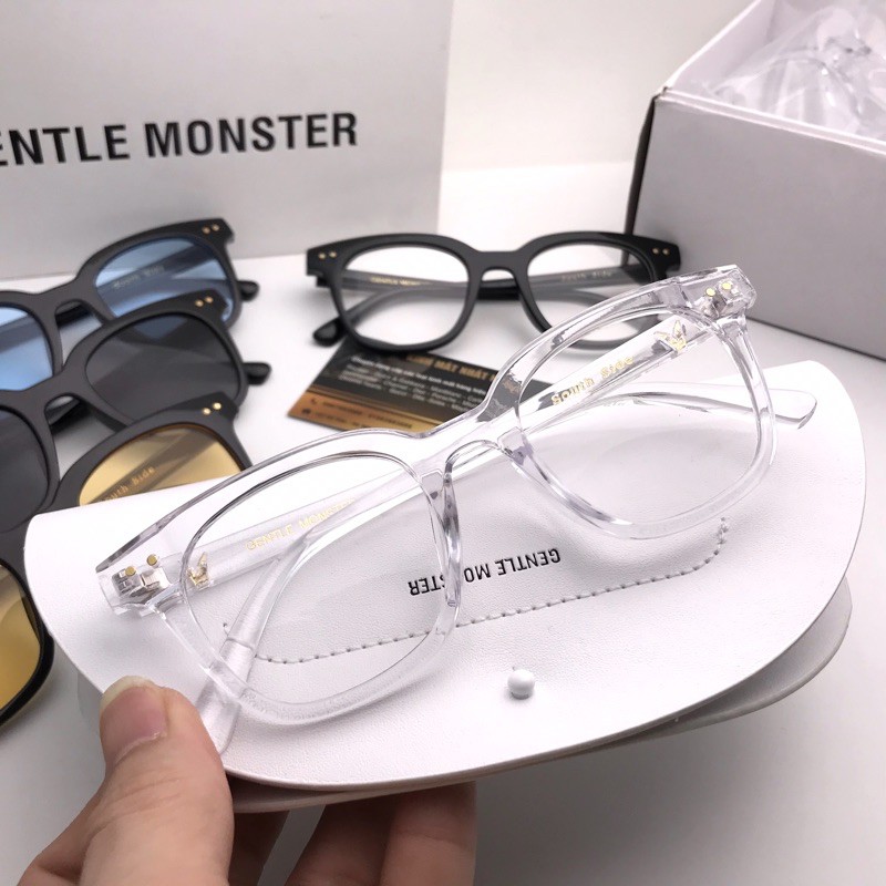 Gọng kính gm southside chấm vàng chữ V - Gọng trong suốt