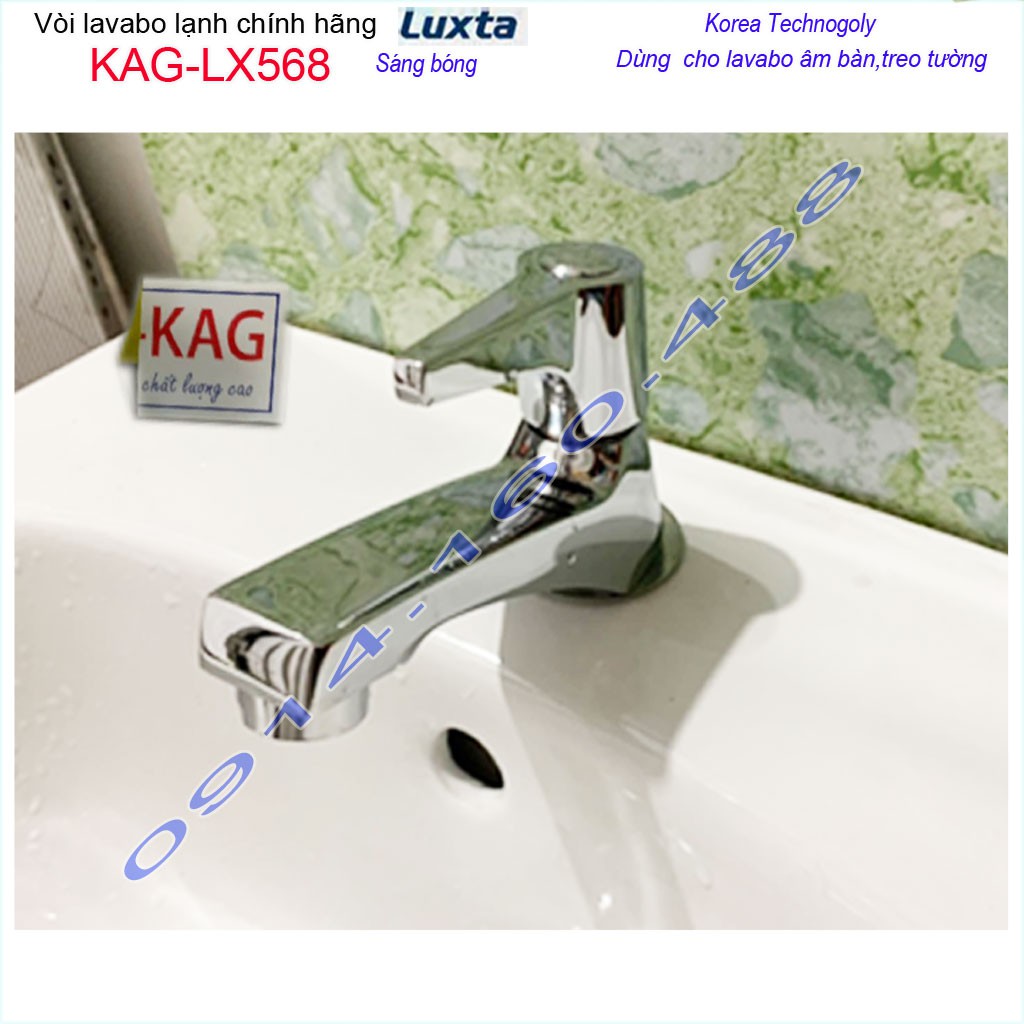 Vòi lavabo lạnh Luxta KAG-LX568 tay gạt vuông, Vòi chậu rửa mặt cao cấp nước mạnh thiết kế đẹp siêu bền