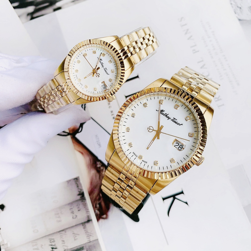 Đồng hồ đôi nam nữ dây thép Mathey Tissot H710PI Và D710PI